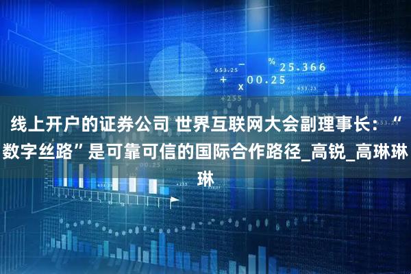 线上开户的证券公司 世界互联网大会副理事长：“数字丝路”是可靠可信的国际合作路径_高锐_高琳琳